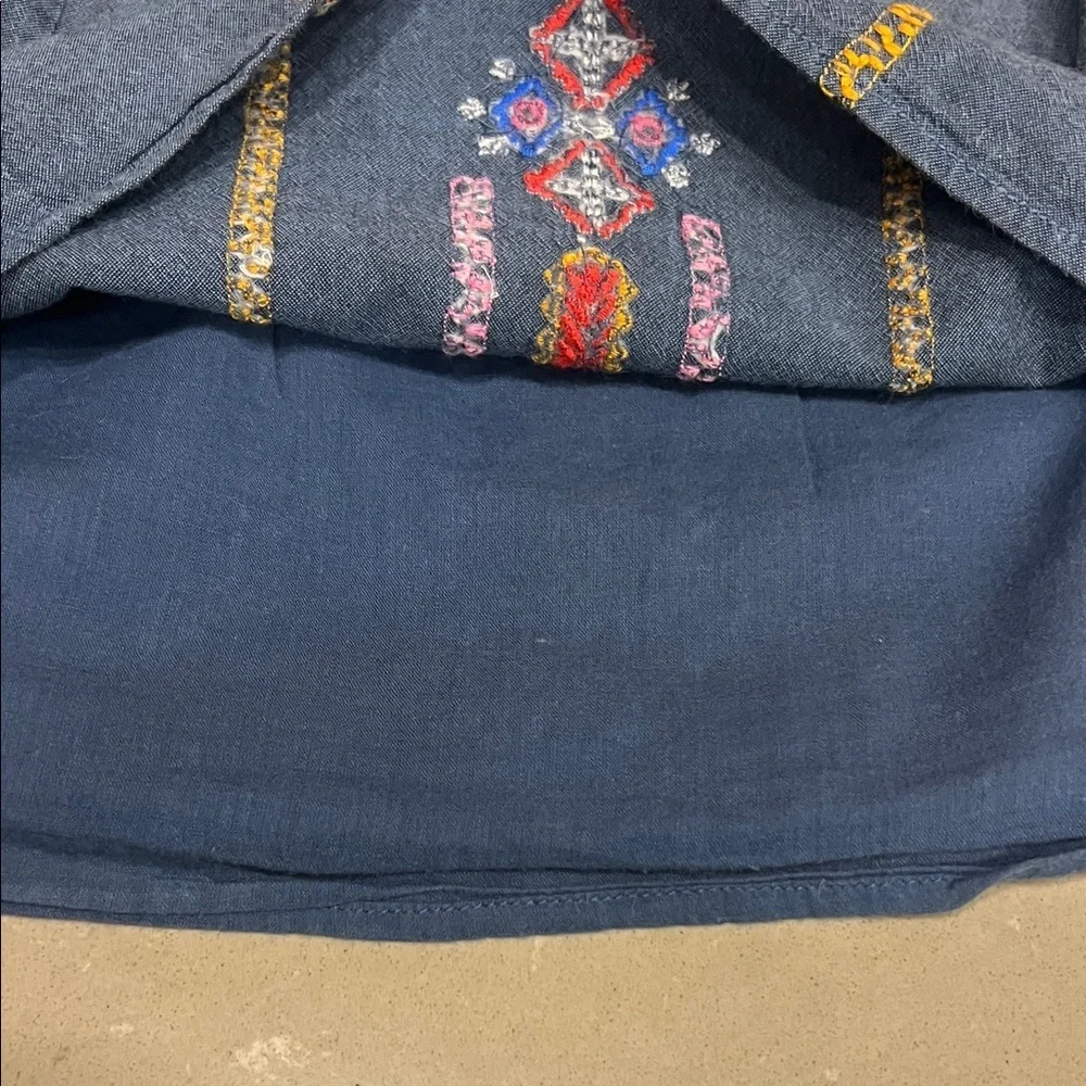 Peek Dark Blue Kids Blouse with Colorful Embroidery Boho
